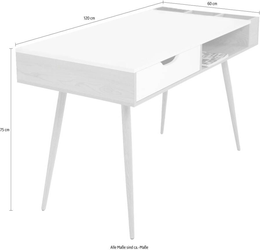 Artistiq Living Artistiq Bureau Tavon 120 x 60cm met 1 lade Wit - Foto 2