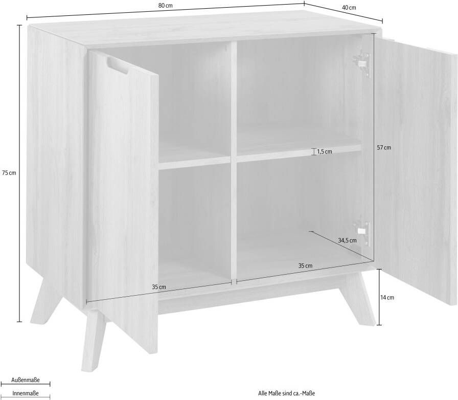 Andas Dressoir Pandrup met 2 deuren en 2 verstelbare planken b: 80 cm h: 75 cm - Foto 3