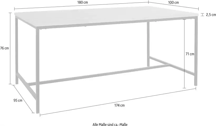 Andas Eettafel Vadum met tafelblad in een hout-look en voelbare structuur hoogte 76 cm (1 stuk) - Foto 3