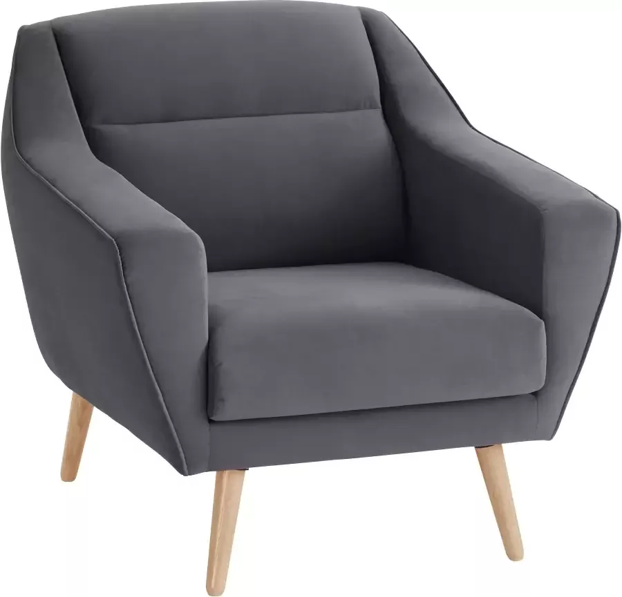 Andas Fauteuil Bille met naad in het rugkussen en eikenhouten poten design by morten georgsen - Foto 3