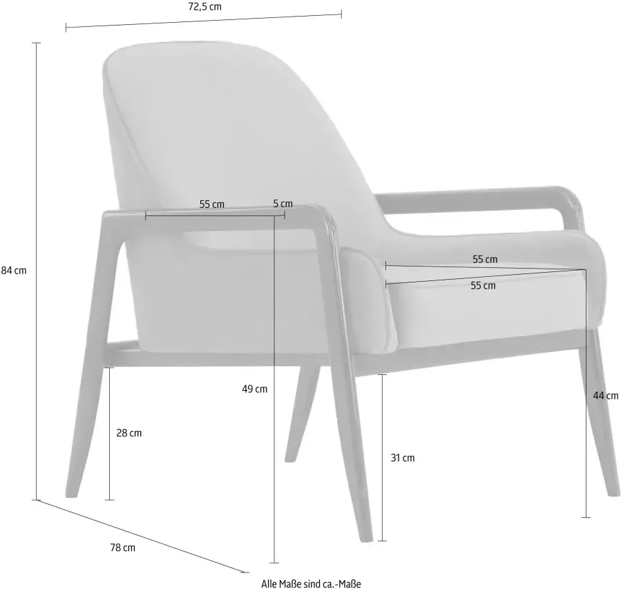 Andas Fauteuil Braga naar keuze met frame van eiken in donker of beukenhout in licht - Foto 1