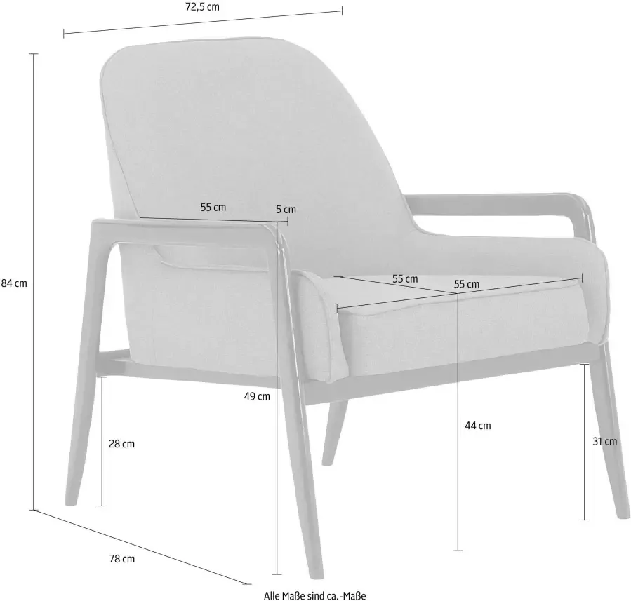 Andas Fauteuil Braga naar keuze met frame van eiken in donker of beukenhout in licht - Foto 2