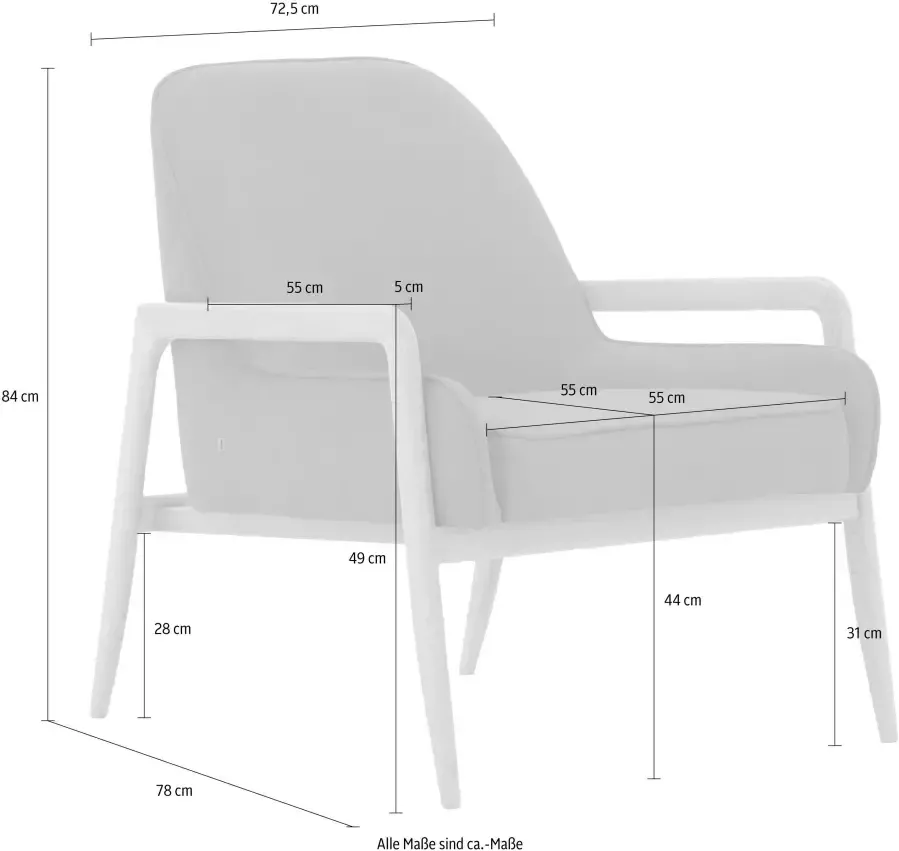 Andas Fauteuil Braga naar keuze met frame van eiken in donker of beukenhout in licht - Foto 1