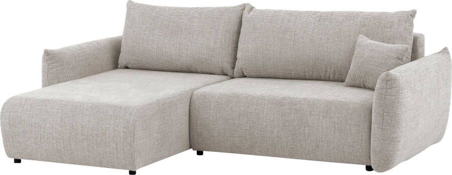 Andas Hoekbank MAVAS Schlafsofa mit Bettkasten L-Form ca. 257 127 cm (ligoppervlak 212 145 cm) ribfluweel chenille structuur - Foto 10