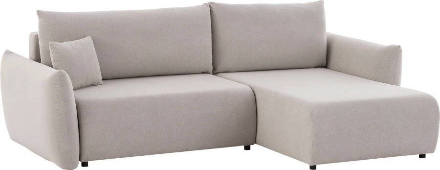 Andas Hoekbank MAVAS Schlafsofa mit Bettkasten L-Form ca. 257 127 cm (ligoppervlak 212 145 cm) ribfluweel chenille structuur - Foto 9