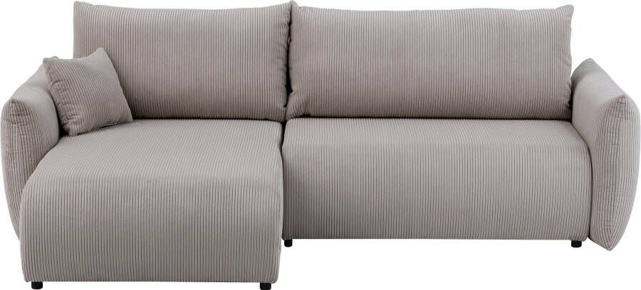 Andas Hoekbank MAVAS Schlafsofa mit Bettkasten L-Form ca. 257 127 cm (ligoppervlak 212 145 cm) ribfluweel chenille structuur - Foto 8