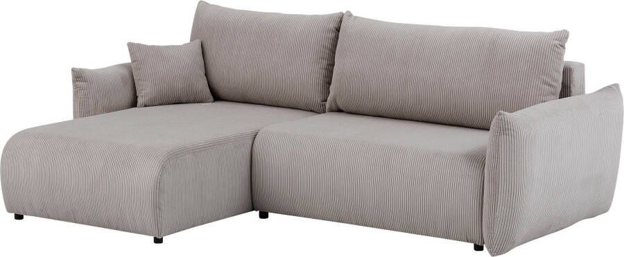 Andas Hoekbank MAVAS Schlafsofa mit Bettkasten L-Form ca. 257 127 cm (ligoppervlak 212 145 cm) ribfluweel chenille structuur - Foto 10