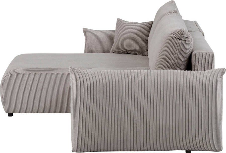 Andas Hoekbank MAVAS Schlafsofa mit Bettkasten L-Form ca. 257 127 cm (ligoppervlak 212 145 cm) ribfluweel chenille structuur - Foto 3