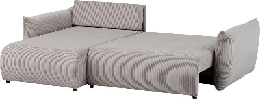 Andas Hoekbank MAVAS Schlafsofa mit Bettkasten L-Form ca. 257 127 cm (ligoppervlak 212 145 cm) ribfluweel chenille structuur - Foto 11