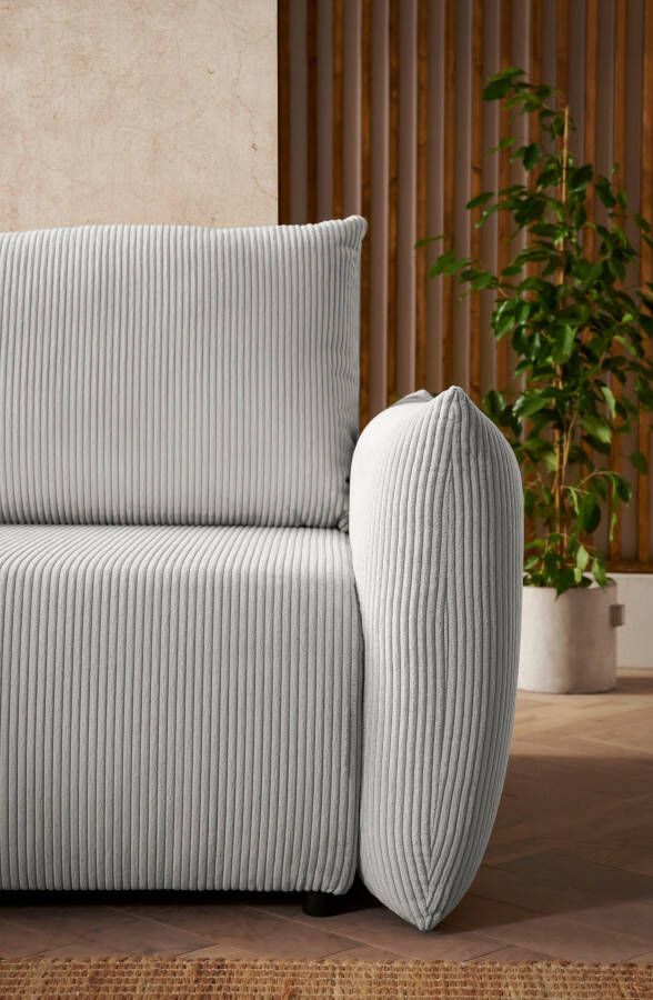 Andas Hoekbank MAVAS Schlafsofa mit Bettkasten L-Form ca. 257 127 cm (ligoppervlak 212 145 cm) ribfluweel chenille structuur - Foto 4