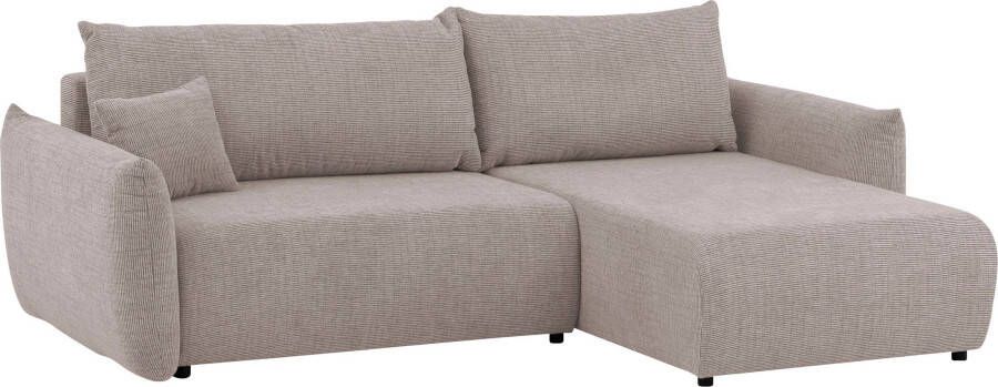 Andas Hoekbank MAVAS Schlafsofa mit Bettkasten L-Form ca. 257 127 cm (ligoppervlak 212 145 cm) ribfluweel chenille structuur - Foto 11