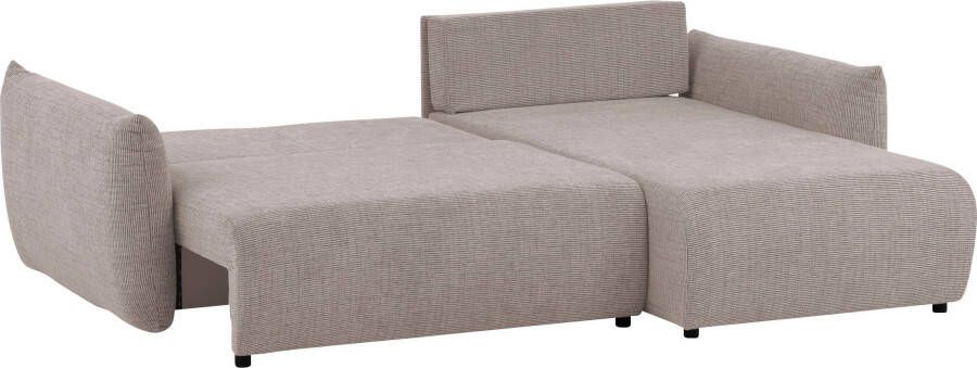 Andas Hoekbank MAVAS Schlafsofa mit Bettkasten L-Form ca. 257 127 cm (ligoppervlak 212 145 cm) ribfluweel chenille structuur - Foto 12