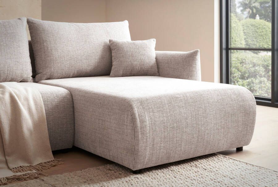 Andas Hoekbank MAVAS Schlafsofa mit Bettkasten L-Form ca. 257 127 cm (ligoppervlak 212 145 cm) ribfluweel chenille structuur - Foto 3