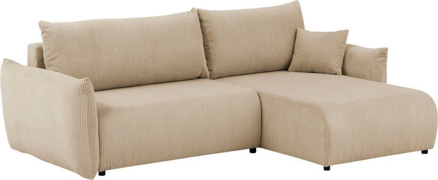 Andas Hoekbank MAVAS Schlafsofa mit Bettkasten L-Form ca. 257 127 cm (ligoppervlak 212 145 cm) ribfluweel chenille structuur - Foto 10