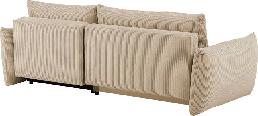 Andas Hoekbank MAVAS Schlafsofa mit Bettkasten L-Form ca. 257 127 cm (ligoppervlak 212 145 cm) ribfluweel chenille structuur - Foto 9