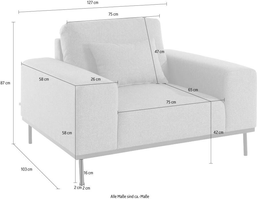 Andas Loveseat MIKAEL gebeitste houten lijst passend bij de serie 'mikael' incl. sierkussen (1 stuk) - Foto 3