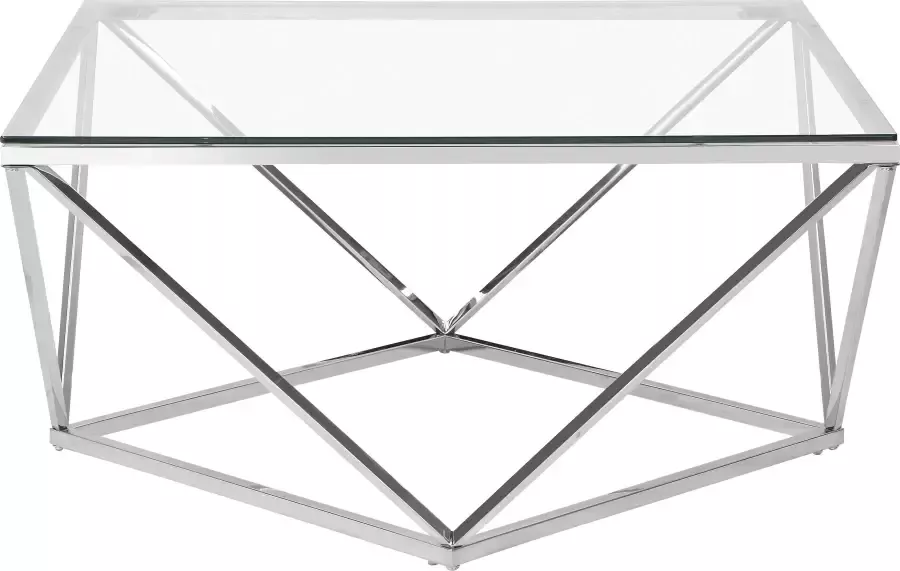 Andas Salontafel Jävre met tafelblad van glas geometrisch onderstel van metaal hoogte 45 cm (1 stuk) - Foto 2