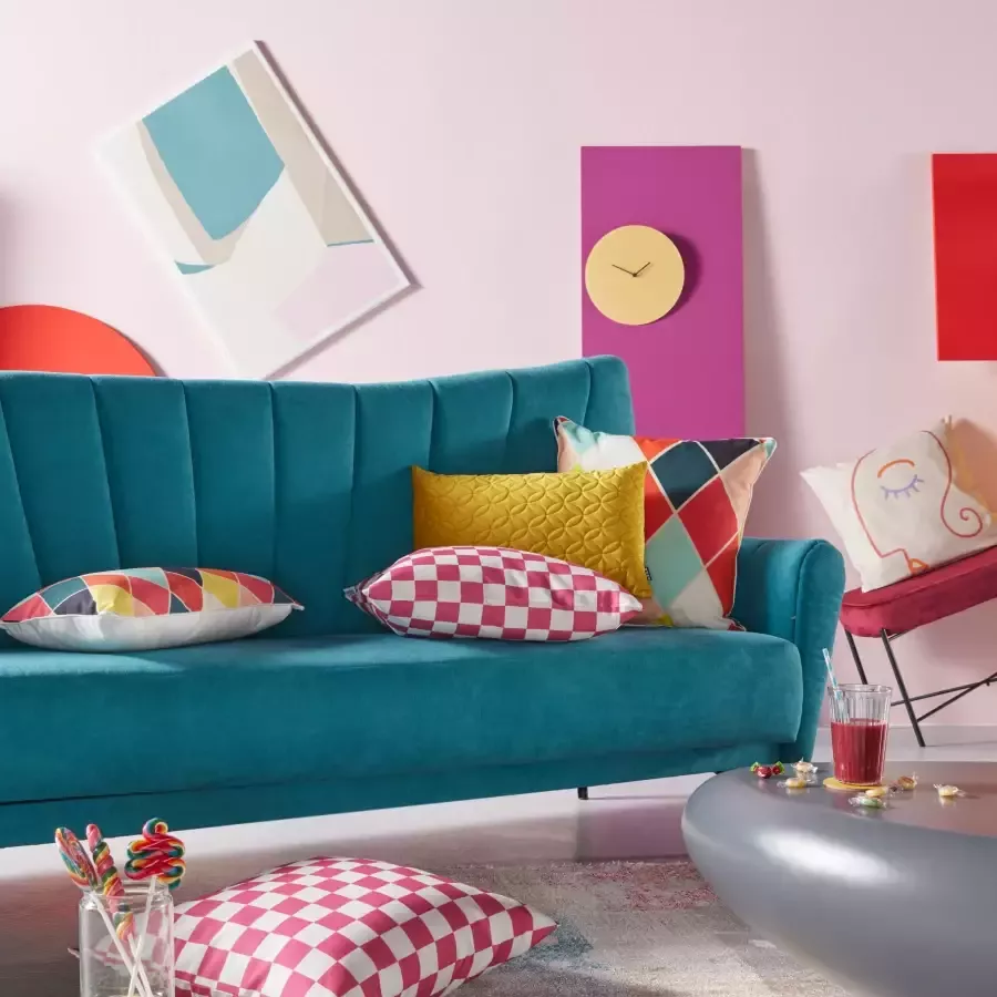 Andas Sierkussen Milo Kussenovertrekken set van 2 50x50 cm zonder vulling met een moderne ruit (2 stuks) - Foto 2