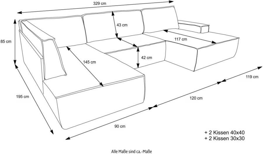 Andas Zithoek FINNLEY U-Form XXL 329 cm Schlafsofa Schlaffunktion m. Bettkasten Ligoppervlak 194 139 cm - Foto 6