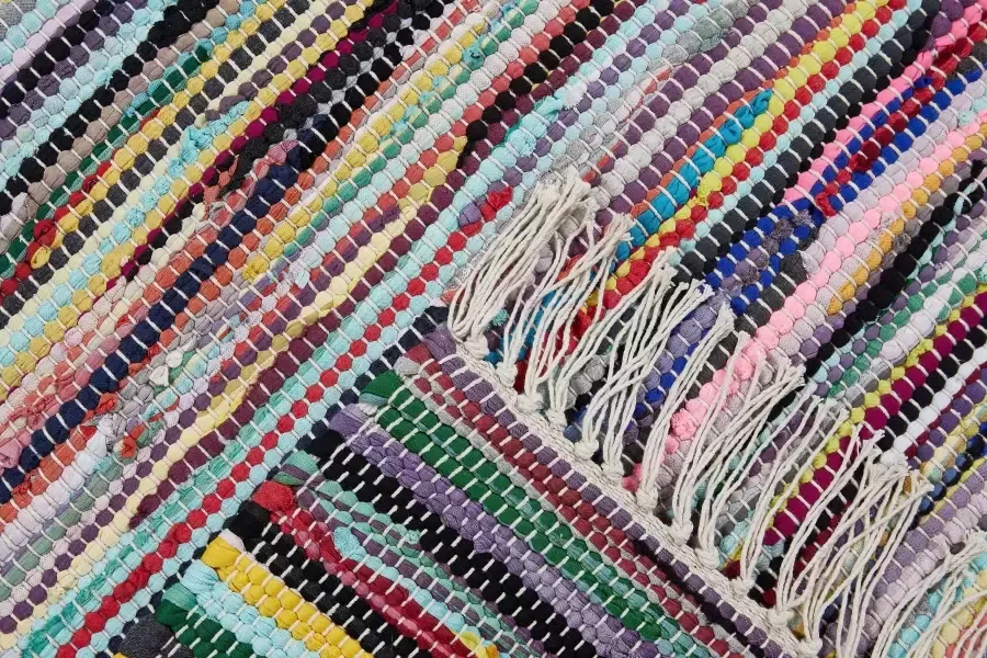Andiamo Vloerkleed Multicolour Platweefsel vlekjes puur katoen met de hand geweven met franje - Foto 1