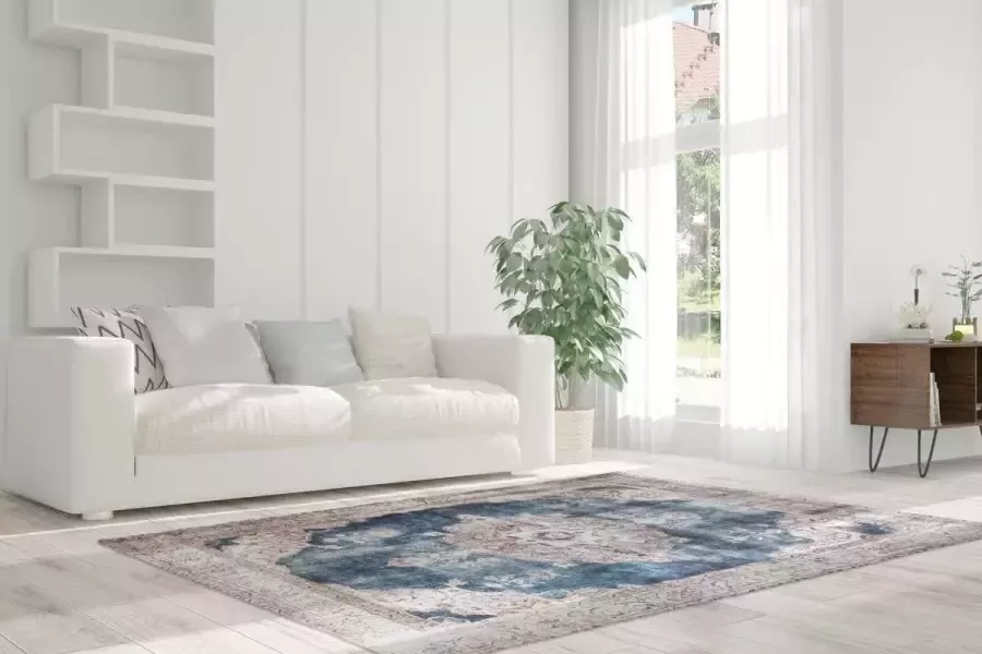 My home Vloerkleed Rayan Oriëntaals design vintage korte pool vloerkleed met randdessin - Foto 4