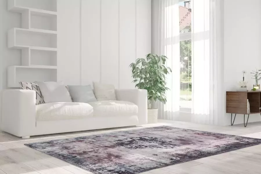 My home Vloerkleed Nelio Vintage-design used look korte pool vloerkleed met randdessin - Foto 4