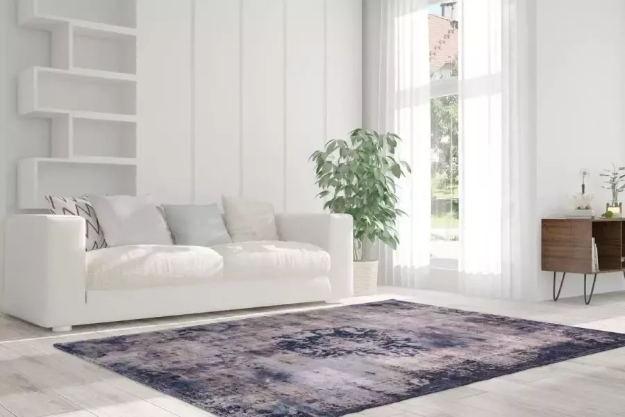 My home Vloerkleed Nelio Vintage-design used look korte pool vloerkleed met randdessin - Foto 5