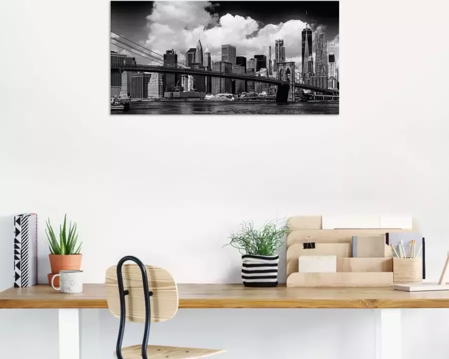 Artland Artprint Manhattan Skyline Brooklyn Bridge als artprint van aluminium artprint op linnen muursticker verschillende maten - Foto 6