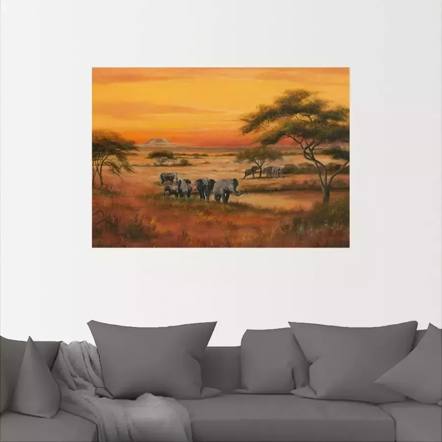 Artland Artprint Afrika Olifanten als artprint van aluminium artprint voor buiten artprint op linnen poster in verschillende maten. maten - Foto 2