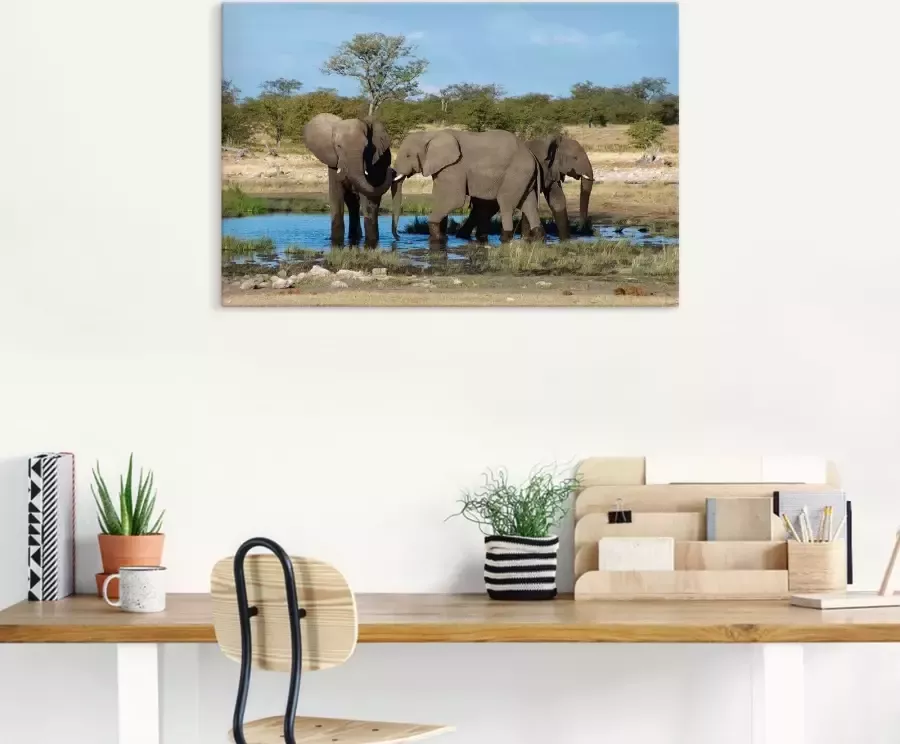 Artland Artprint Afrikaanse olifant EtoshaNationalpark als artprint op linnen muursticker in verschillende maten - Foto 4