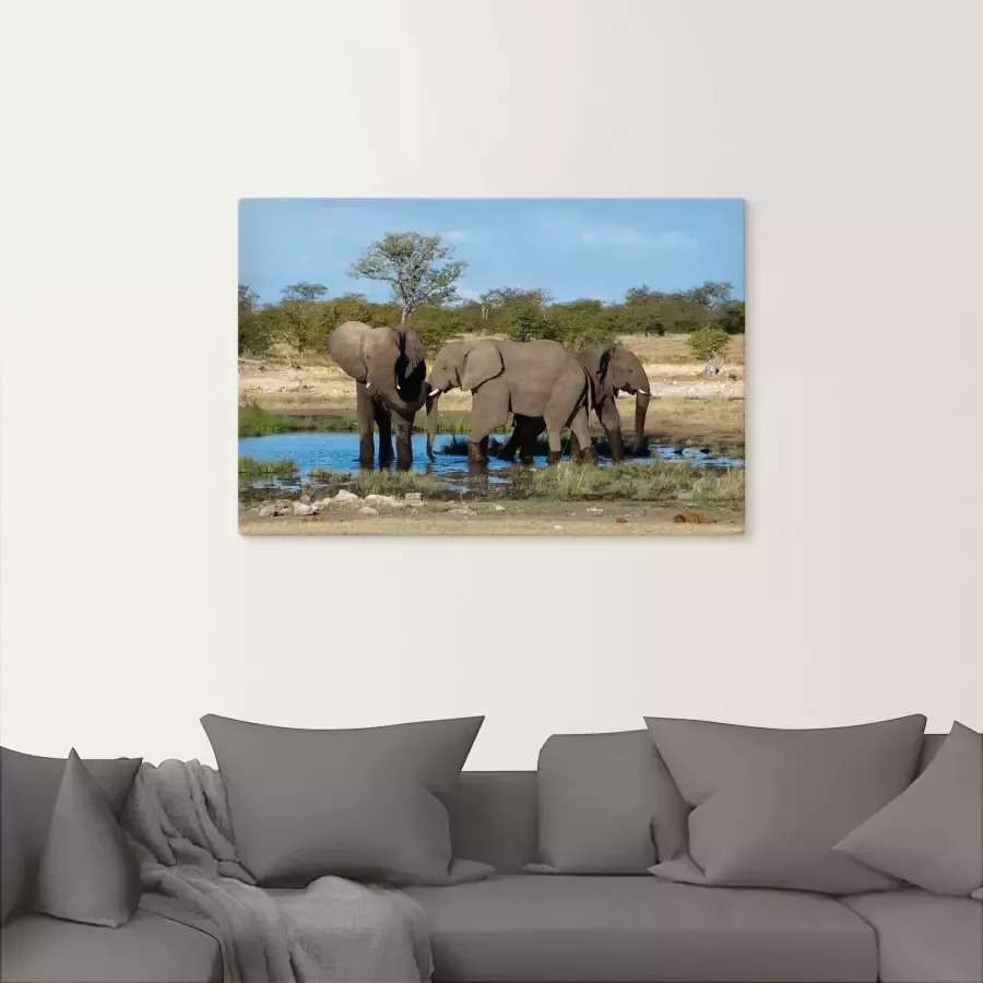 Artland Artprint Afrikaanse olifant EtoshaNationalpark als artprint op linnen muursticker in verschillende maten