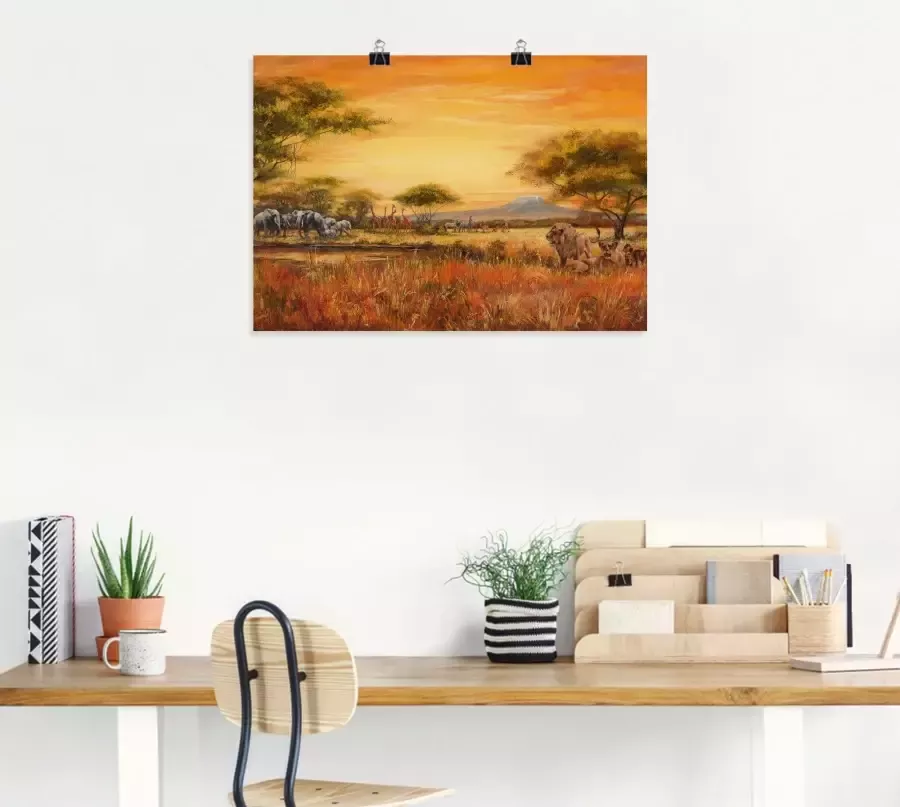 Artland Artprint Afrikaanse steppe met leeuwen als artprint van aluminium artprint voor buiten artprint op linnen poster muursticker - Foto 2