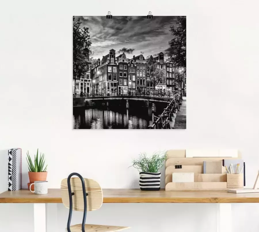 Artland Artprint Amsterdam avondidylle als artprint op linnen poster muursticker in verschillende maten - Foto 2