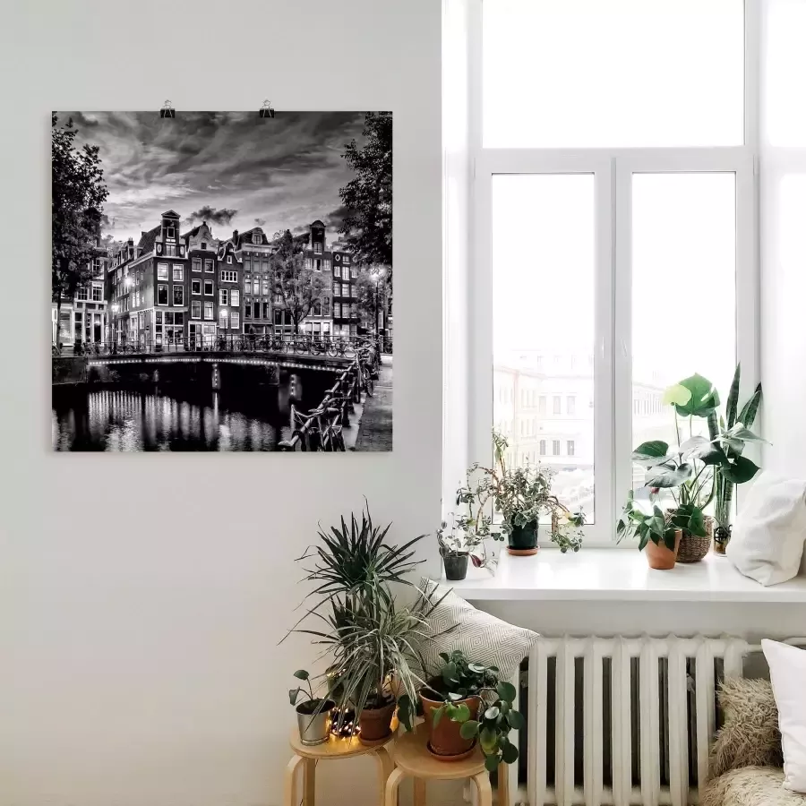 Artland Artprint Amsterdam avondidylle als artprint op linnen poster muursticker in verschillende maten