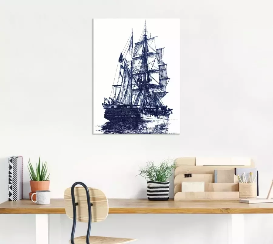 Artland Artprint Antieke boot in blauw I als artprint van aluminium artprint voor buiten poster in diverse formaten - Foto 2