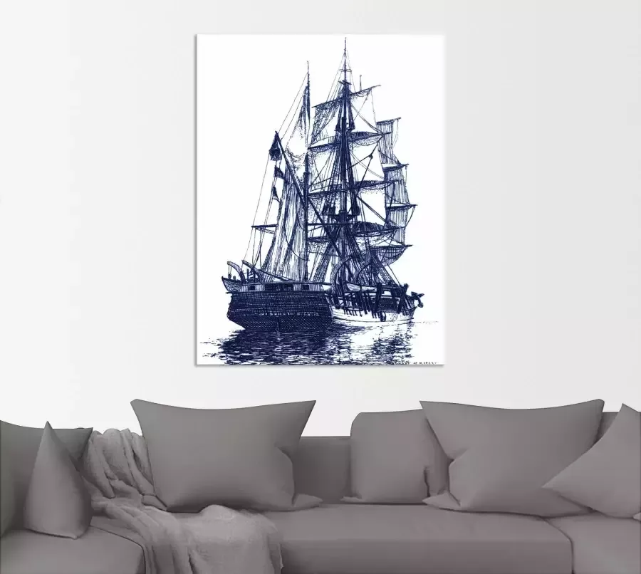 Artland Artprint Antieke boot in blauw I als artprint van aluminium artprint voor buiten poster in diverse formaten - Foto 3