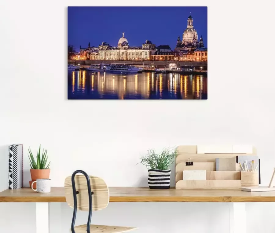 Artland Artprint Avondidylle Geniner oever Lübeck Avond aan de Elbe in Dresden als artprint van aluminium artprint op linnen muursticker of poster in verschillende maten - Foto 2