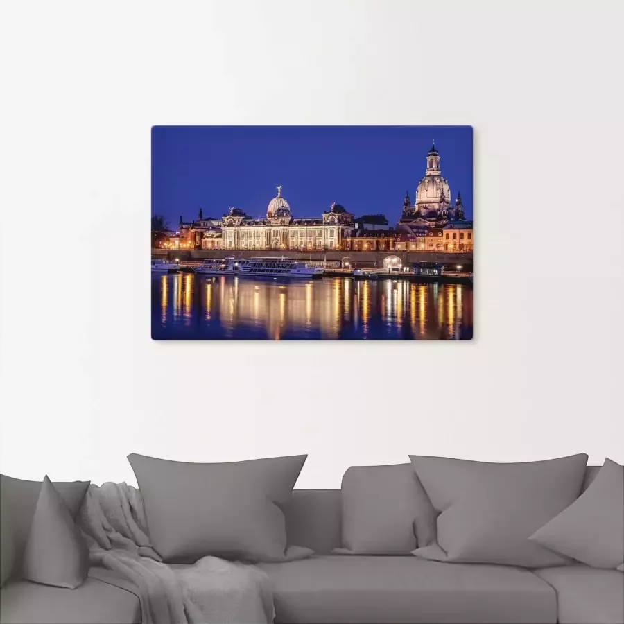 Artland Artprint Avondidylle Geniner oever Lübeck Avond aan de Elbe in Dresden als artprint van aluminium artprint op linnen muursticker of poster in verschillende maten