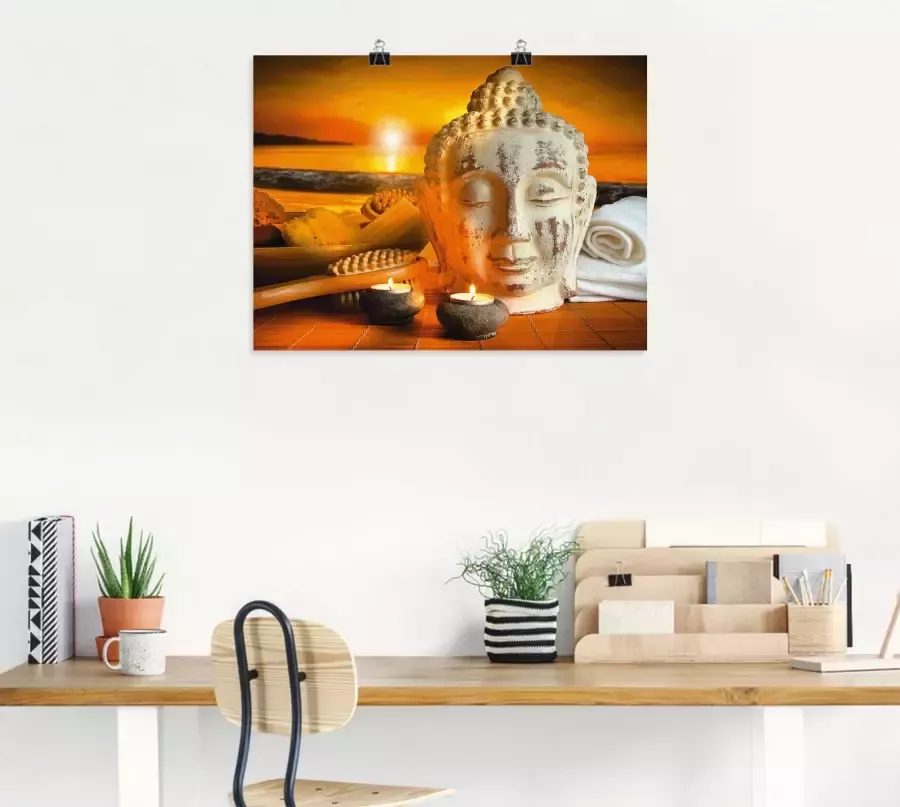 Artland Artprint Bad-accessoires met boeddha-standbeeld als artprint van aluminium artprint op linnen muursticker verschillende maten - Foto 5