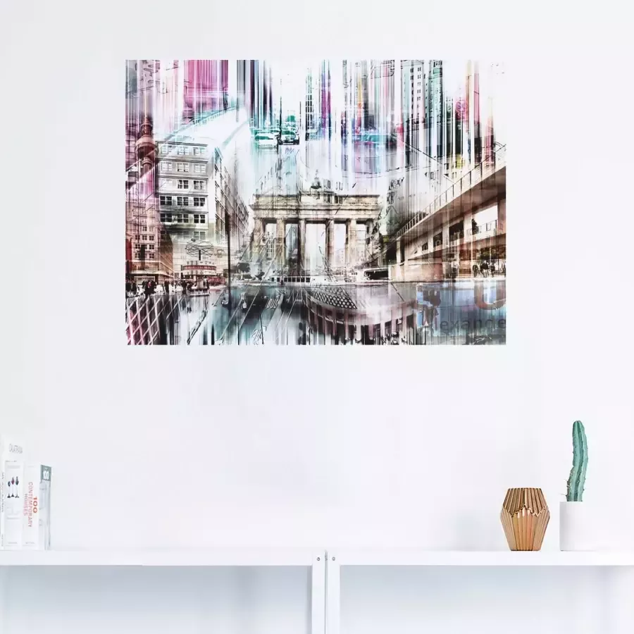 Artland Poster Berlijn Skyline collage I als artprint op linnen muursticker of poster in verschillende maten
