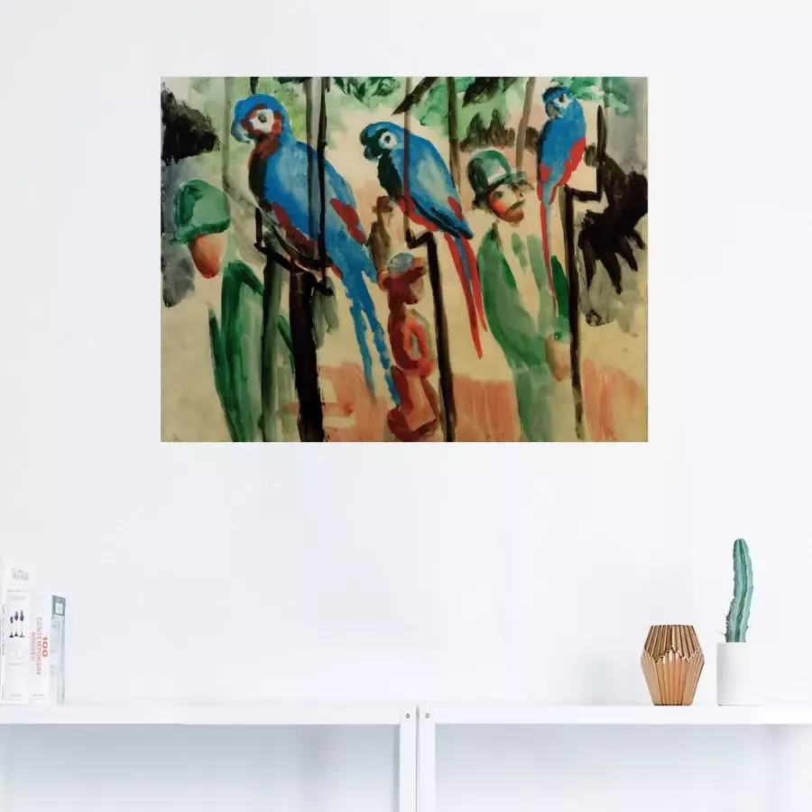 Artland Artprint op linnen Bij de papegaaien gespannen op een spieraam