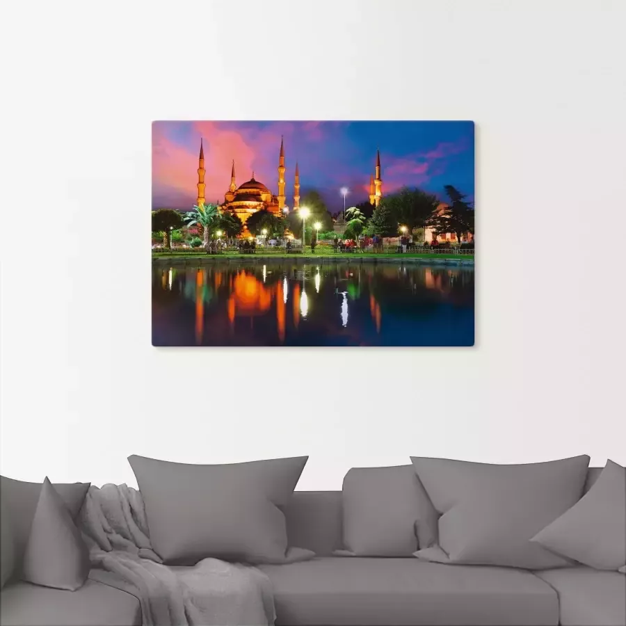 Artland Artprint Blauwe moskee in Istanbul Turkije als artprint op linnen poster in verschillende formaten maten