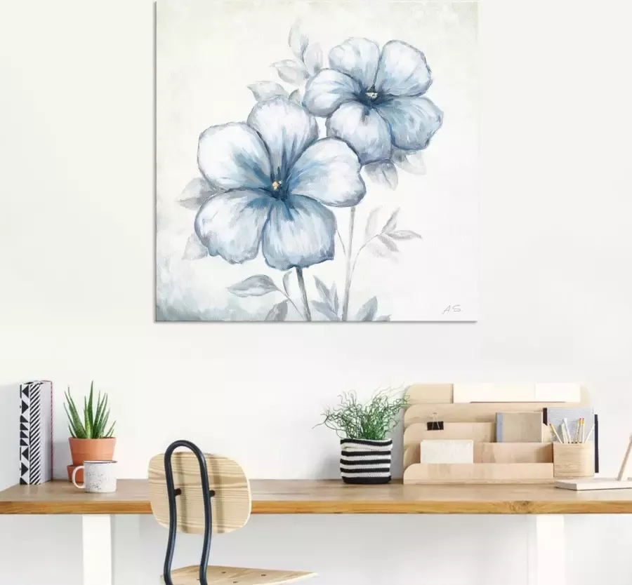 Artland Artprint Blauwe papaver als artprint op linnen poster muursticker in verschillende maten - Foto 3