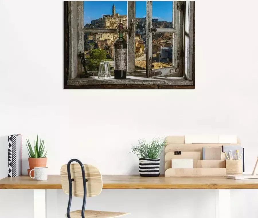 Artland Artprint Blik uit het raam Matera Italië als artprint van aluminium artprint voor buiten artprint op linnen poster muursticker - Foto 4