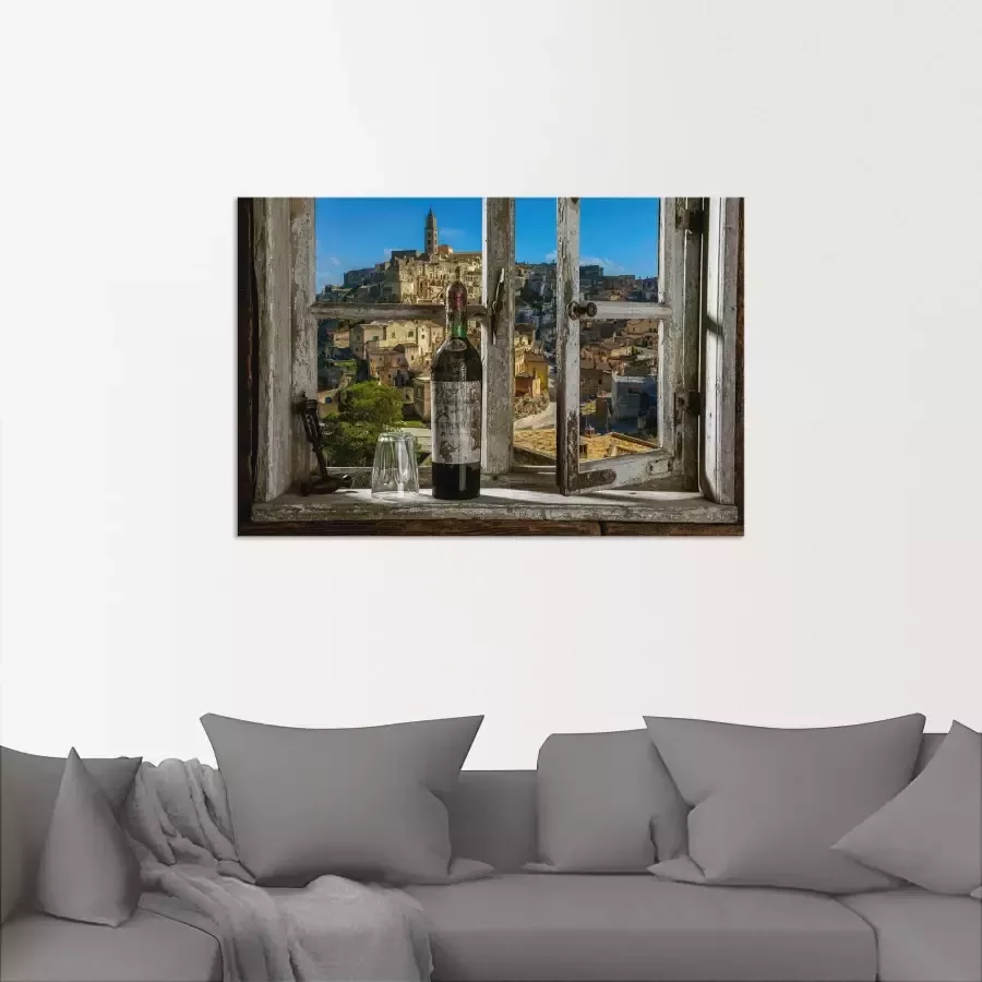Artland Artprint Blik uit het raam Matera Italië als artprint van aluminium artprint voor buiten artprint op linnen poster muursticker