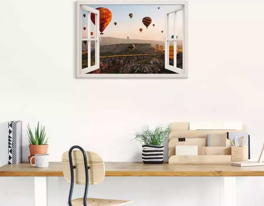 Artland Artprint Blik uit het venster Cappadocië ballonvaart als artprint op linnen poster muursticker in verschillende maten - Foto 2