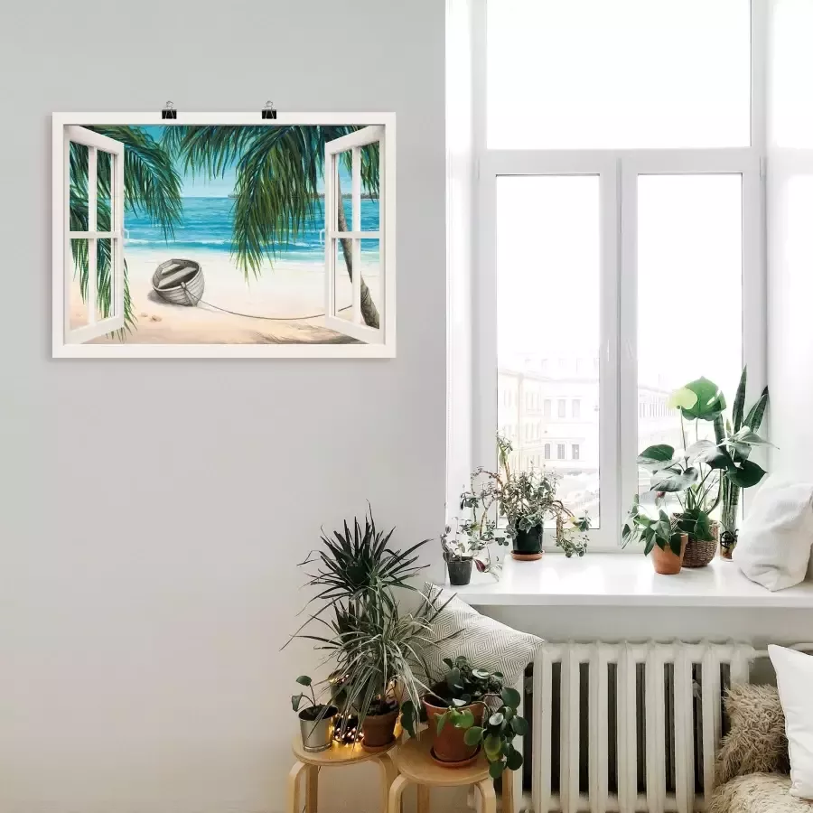 Artland Artprint op linnen Blik uit het venster Caribic