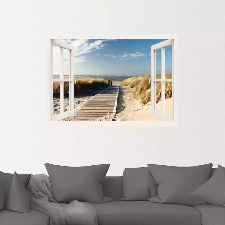 Artland Artprint Blik uit het venster Noordzeestrand op Langeoog als artprint op linnen poster muursticker in verschillende maten - Foto 2