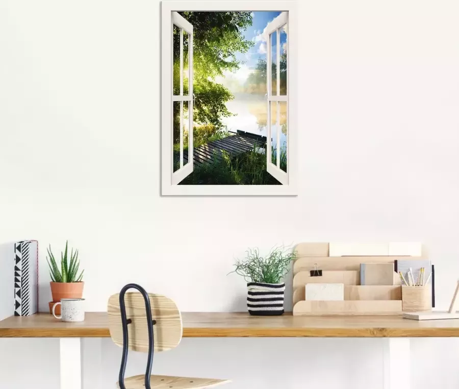 Artland Artprint Blik uit het venster visplek bij de rivier - Foto 5