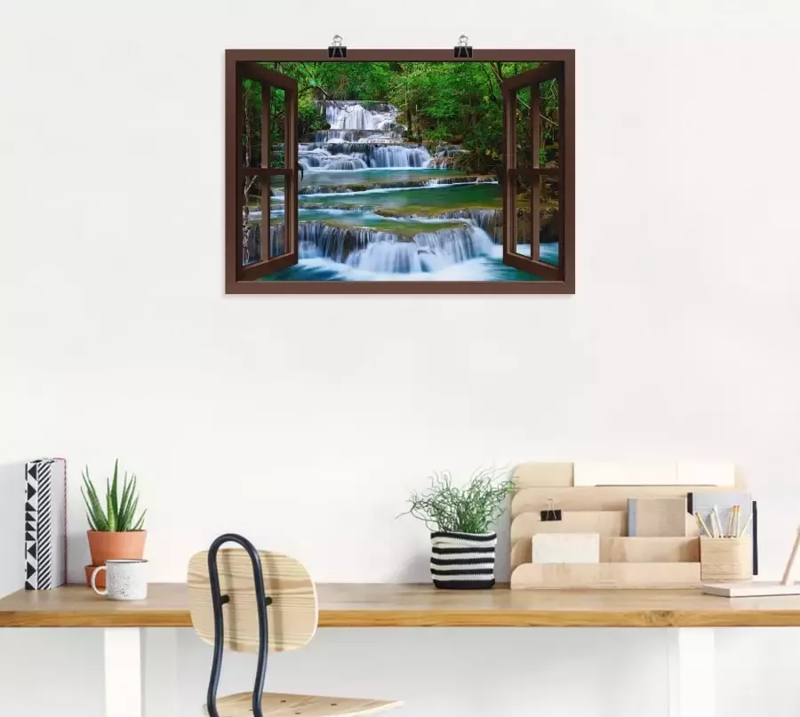 Artland Artprint op linnen Blik uit het venster waterval in Kanchanaburi - Foto 5